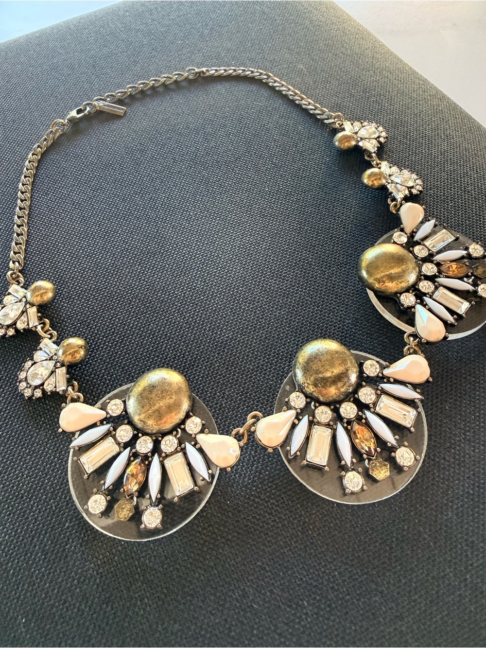 BaubleBar Gold and Clear Crystal Medallion Statement Necklace